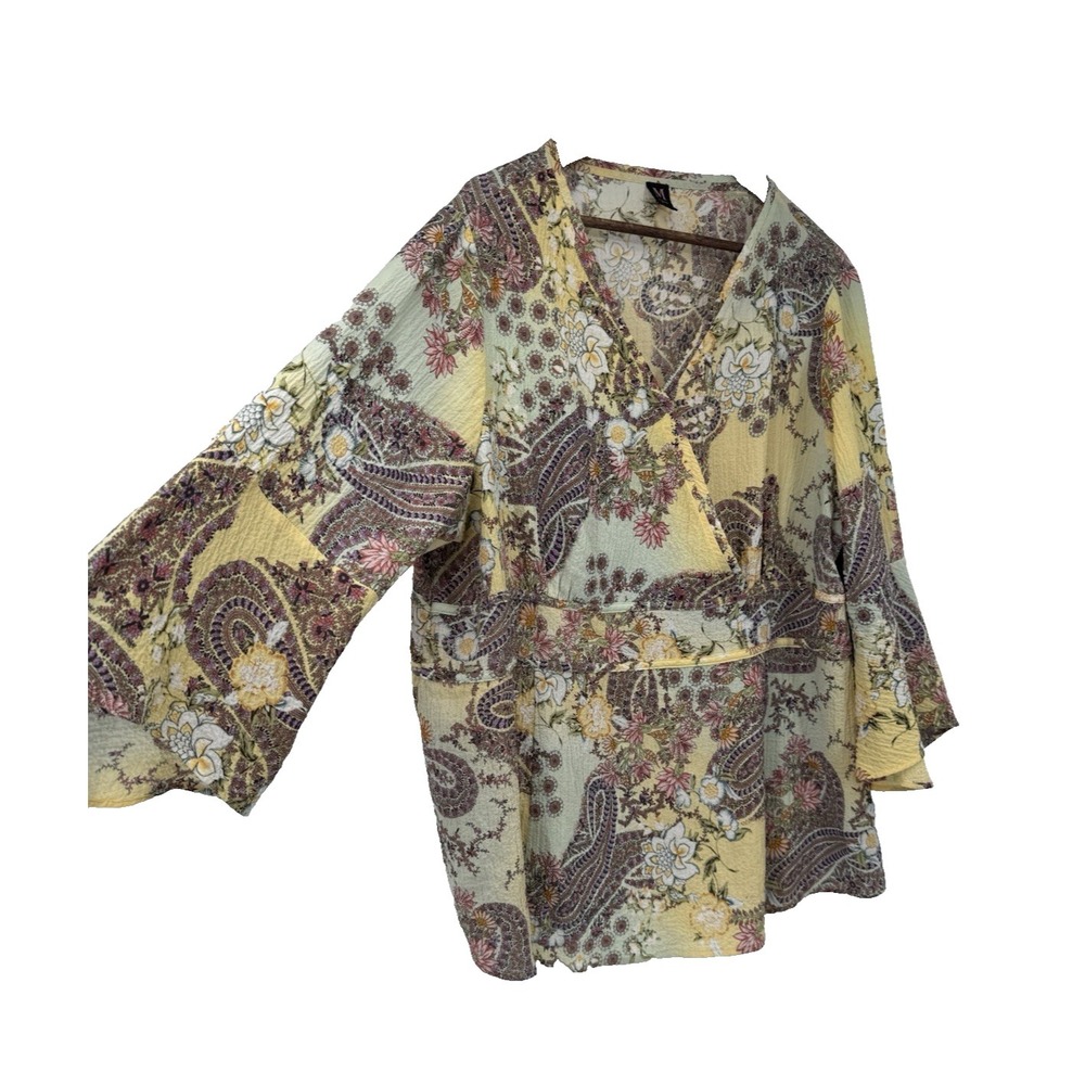 Y2K‎ Fairy Baby Doll Blouse yellow plus size asian artsy whimsical plus 2X wrap